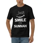 JUST SMILE IT'S SUNNAH 阿拉伯伊斯蘭教穆斯林設計師袖子定製印花 T 恤