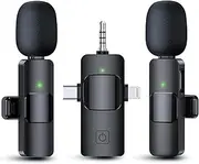 3 in 1 Wireless Lavalier Microphone for iPhone, Android, Camera, USB-C Microphone, Wireless Lavalier Microphone, Mini Microphone, Noise Canceling Lapel Mic for Interview Video Podcast Vlog YouTube