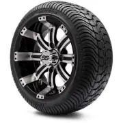 MODZ 12" Tempest Machined Black Golf Cart Wheels and Tires (215-35-12) Set of 4