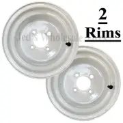 TWO 10" RIMs WHEELs for Riding Lawn Mower Go Kart Galf Cart 10x8 4/4 3+5 White