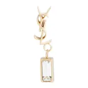 [Saint Laurent] Saint Laurent-Gold Crystal Single Pampil Brass Earrings-Donna OS OS