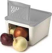 Snips Onion Potato Storage Box | Kitchen Storage & Organisation of Potatoes, Onions and Vegetables | Plastic | 2 kg | 22 x 19 x 13 cm | White/Grey
