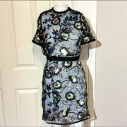 Self-Portrait Womens Florentine Embroidered Mesh Lace Floral Mini Dress US 2