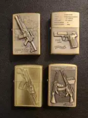 Gun Lighters. Ar-15+Ak-47+Stg 44+ DA Pistol Lot Of 4, Windproof