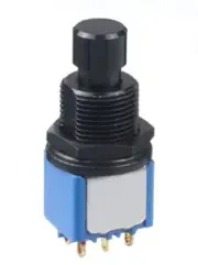 Apem PUSH BUTTON SWITCH 4A 30V DC Latching DPDT, Solder Lug, Through Hole BLACK