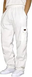 [EDOKAR] Men's Heavyweight Fleece Cargo Sweatpants Baggy Sweat Pants with Pockets Elastic Waist Drawstring Joggers Trousers