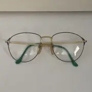 VTG NOS St. Moritz Miranda Green, Blue & Gold Cat Eye Glasses Frames 55-18-135