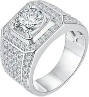 [LOEXZAH] 1-5CT Moissanite Rings for Men Diamond Wedding Bands 18K 925 Sterling Silver Moissanite Ring Moissanite Engagement Rings Mens Diamond Rings Gold Diamond Promise Ring for Him