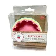 Bake Shop Bakers Advantage Pack of 6 Mini Silicone Tart Cases Multicolor 3" New