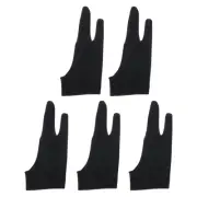 5pcs Artists Drawing Glove for Digital Drawing Tablet 8" x 3" Black