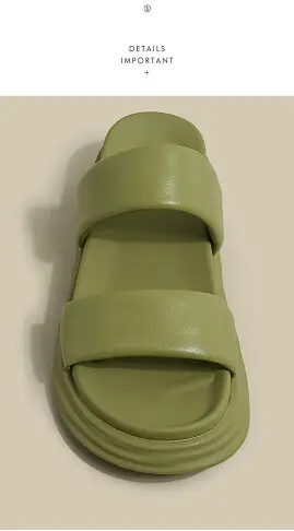 FB3684 新款小眾設計純色厚底一字涼拖鞋