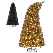 Costway 214cm Halloween Christmas Tree Holiday Decoration w/Bendable Top & 340 LEDs