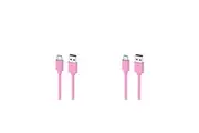 2PK Moki USB-A to USB-C SynCharge Cable 1 Meter iPhone/Android Soft Pink