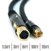 Premium 3-Pin XLR Female to RCA Male Microphone Mic Cable Gold Plated M/F