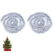 2Pcs Christmas Tinsel Garland Shiny Hanging Twist Garland for Christmas Tree Wedding Party Decorations-Silver