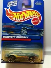 HOT WHEELS CORVETTE STINGRAY 2000 #154 BLUE W/FLAMES 3 SPOKE WHEELS - CLOUDY
