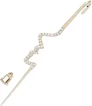 [DEARMAMY] 1Pc Fashionable Golden Ear Studs Decorative Piercing Jewelry Stylish Ear Hooks for Women Durable Zircon Adornment present for