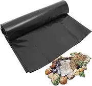 Water Gardens Pond Liner 0.12mm Thick Impermeable Membrane HDPE Pond Underlay Lining for Fish Features Waterfall Base Fountains 4x6m 5x8m 6x10m 8x12m 10x15m, Black(6x6m(19.7x19.7ft))