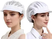 [Generic] Chef Hat and Cooking Cap - 2Pcs/Set Adjustable Elastic Caps Breathable Mesh for Kitchen Food Service (Half net + Full net)