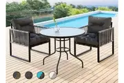 ALFORDSON Outdoor Lounge Set Table and Chairs Patio Furniture Glass Armchair