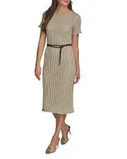 Donna Karan Cord Belt Sweater Dress
