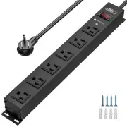 CRST 6 Outlet Heavy Duty Power Strip Surge Protector, 15A/1875W, 2100J, 6FT Cord
