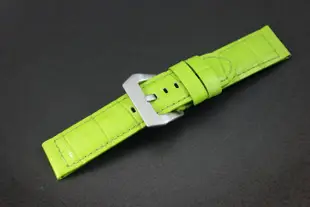 24mm直身高質感奪目搶眼蘋果綠,可替代panerai原廠錶帶,鱷魚皮紋,真牛皮