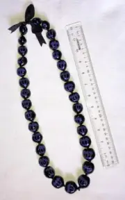 Kukui Nuts Leis Purple Turtle Honu Hawaiian Necklace Graduation Wedding Luau N