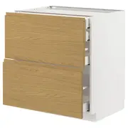 METOD / MAXIMERA base cb 2 frnts/2 low/1 md/1 hi drw, white/Voxtorp oak effect, 80x60x80 cm