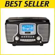 Corsair Tabletop Bluetooth Radio with CD Player & Vintage Alarm Clock Design