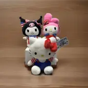 Hello Kitty & Friends Plush Set My Melody Patriotic 3 July 4th Independence Day