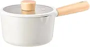 NEOFLAM FIKA 1.5QT Milk Pan with 2 Pour Spouts, Butter Warmer, Milk Boiling, Melting Pot for Stovetops and Induction, Wood Handle, Made in Korea (6" / 16cm)