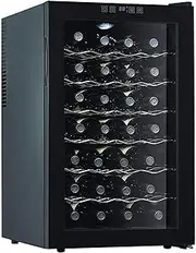 Independent Refrigerator of 28 Bottles, Thermoelectric, Red and White, Wine Cooler/counter Warehouse with Digital Temperature Screen