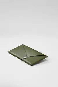 在飛比找樂天市場購物網優惠-Envelope 巧摺長夾 綠色 植鞣皮革卡片夾/零錢包