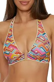 [BECCA] Women's Las Palmas Halter Bikini Top, Adjustable, Tie Back, Swimwear Separates