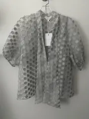 Ted Baker Caieta Organza Spot Bow Blouse Size 2 NWT