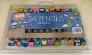Aaron Bros Kids Art District 24 Pencils With Soft Rubber Animal Erasers NEW