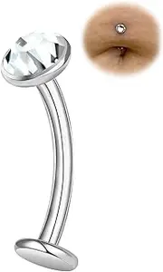 [SAWOWGER] 14G Titanium Internally Threaded Belly Button Ring – Hypoallergenic Floating Navel Piercing Jewelry, Lightweight Implant Grade Barbell for Women and Men, Secure & Comfortable Body Jewelry