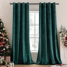 MIULEE Dark Green Velvet Curtains for Christmas Room Darkening Blackout Soft ...
