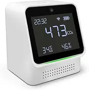 Smart Air Quality Monitor Battery Powered Air Quality Detector with Large LCD Display for CO2,Temperature and Humidity Detection,Connect to Your Phone