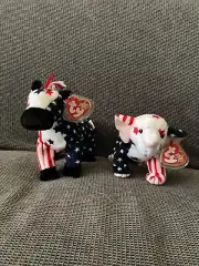 Ty Beanie Babies. Political “Righty” Elephant and “Lefty” Donkey RARE 2000