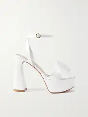 [Gianvito Rossi] Gianvito Rossi - 120 Bow-embellished Satin Platform Sandals - White - IT39 IT 39 White