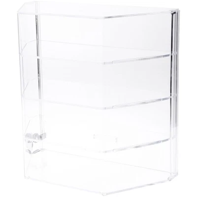 Plymor Acrylic Locking Case with Sliding Back, 3 Shelves, 16.5" x 16.5" x 8.5"