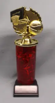 theme BASKETBALL trophy oval red column weighted base award