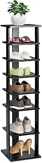 [Giantex] 7-Tier Vertical Shoe Rack, Shoe Storage Tower with Multiple Layers, Detachable Board, Different Gaps, Entryway Shoe Shelf Organizer for Narrow And Small Space (Black)