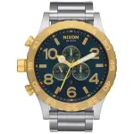 【NIXON】THE 51-30 CHRONO 潛龍諜影運動腕錶-金框藍X銀(A0831922)