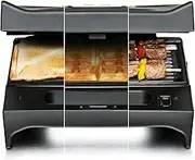 ROMMELSBACHER Multi Toast & Grill SWG 700 'Max' - 3 Non-Stick Removable Plates for Sandwiches, Belgian Waffles, Grilled 700 Watt, Black/Stainless Steel