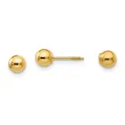 Real 14kt Yellow Gold Madi K Polished Reversible 4mm Ball Earrings