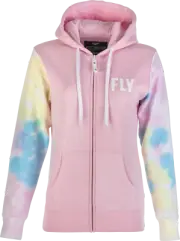Fly Racing Women's Tie-Die Zip Up Hoodie Md Pink/Yellow/Blue 358-0071M
