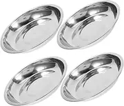 LIGHTAOTAO 4pcs Stainless Steel Cat and Dog Food Bowls Flat Pet Feeding Dish for Small Pets Durable Metal Design Whisker Fatigue Relief Easy Clean and Spill Resistant